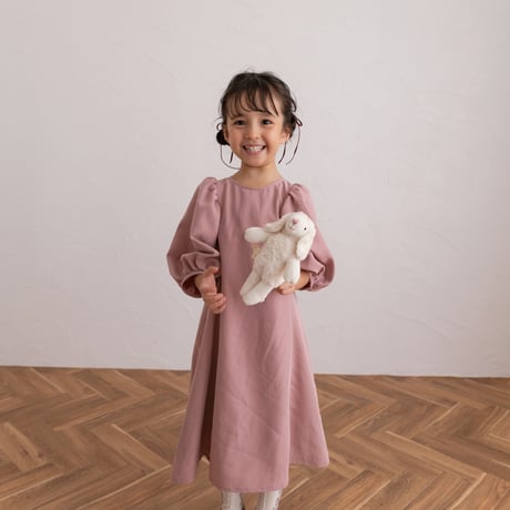 kids Puff sleeve dress / baked pink