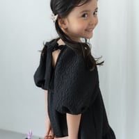 kids Back ribbon dress / black