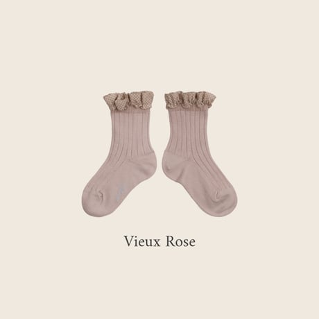 Collegien / Brigitte - Gingham Ruffle Ribbed Ankle Socks