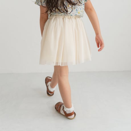 Tulle ribbon skirt / milk