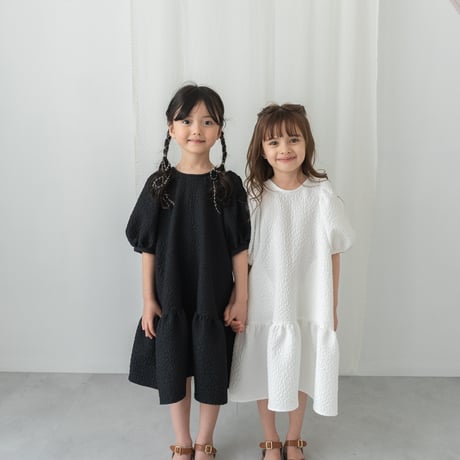 kids Back ribbon dress / black