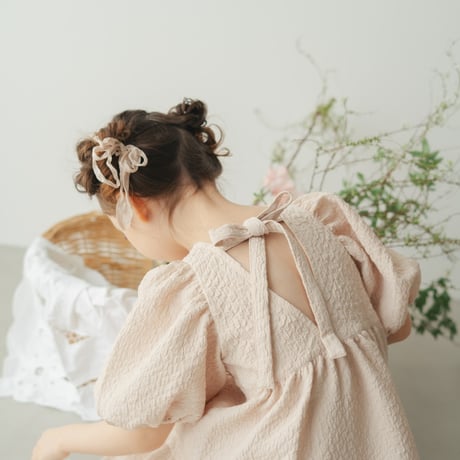 kids Back ribbon dress / baby pink