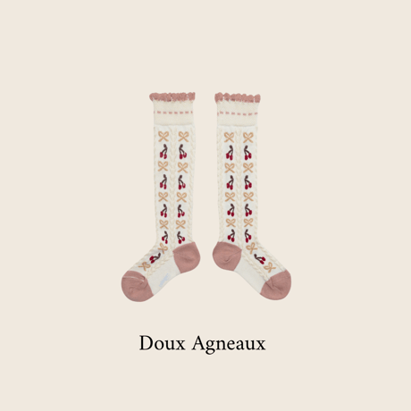 Collegien / Cerise - Jacquard Cherries and Bow Knee-high Socks