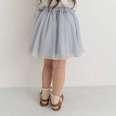 Tulle ribbon skirt / pail blue