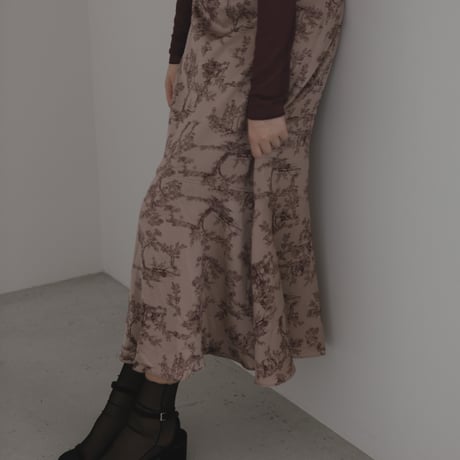 ladies Siren skirt / toile de jouy - pink brown
