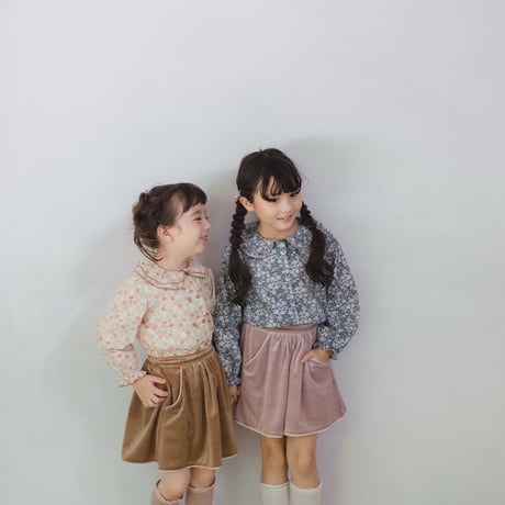 Double button blouse / winter navy flower