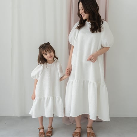 ladies Back ribbon dress / white