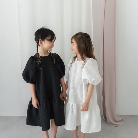 kids Back ribbon dress / black