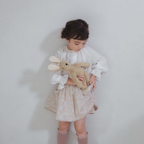 Piping gather skirt / milk tea jacquard