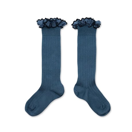 Collegien / Constance - Ribbed Knee-high socks with Rick-Rack Ruffle