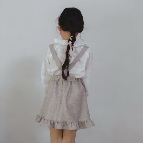 Frill suspender skirt / tweed grey