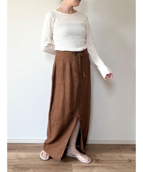 【vintage】linen　slitskirt