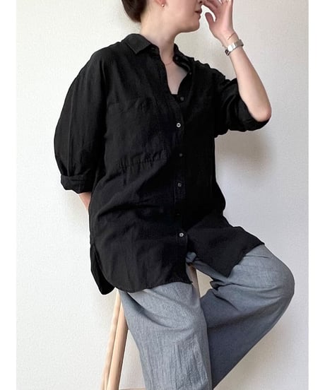 【original】linen regularcollar big-shirt