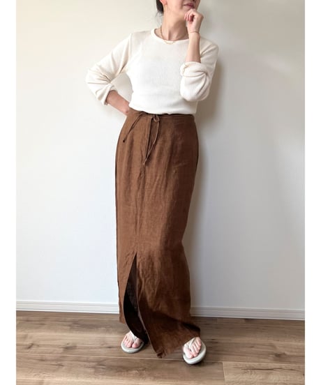 【vintage】linen　slitskirt