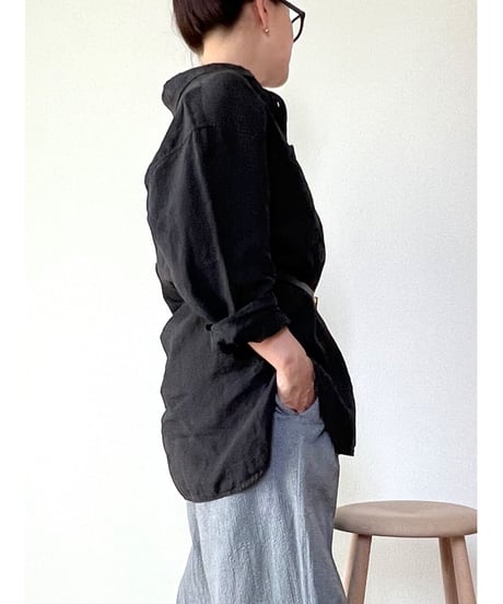 【original】linen regularcollar big-shirt
