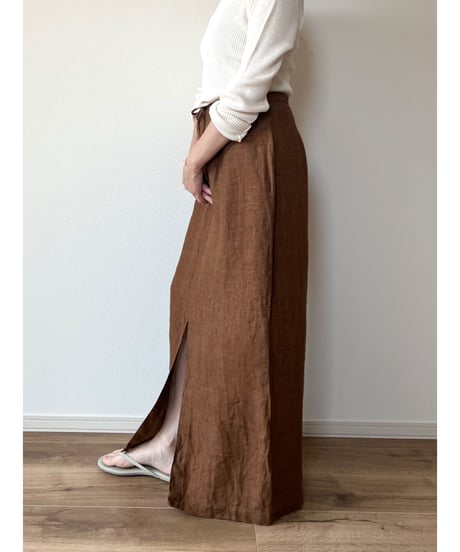 【vintage】linen　slitskirt