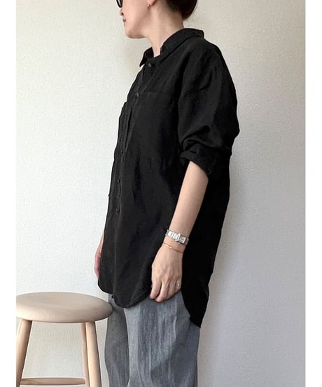 【original】linen regularcollar big-shirt