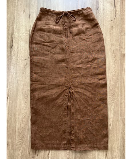 【vintage】linen　slitskirt