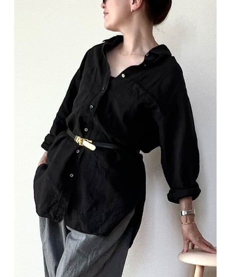 【original】linen regularcollar big-shirt
