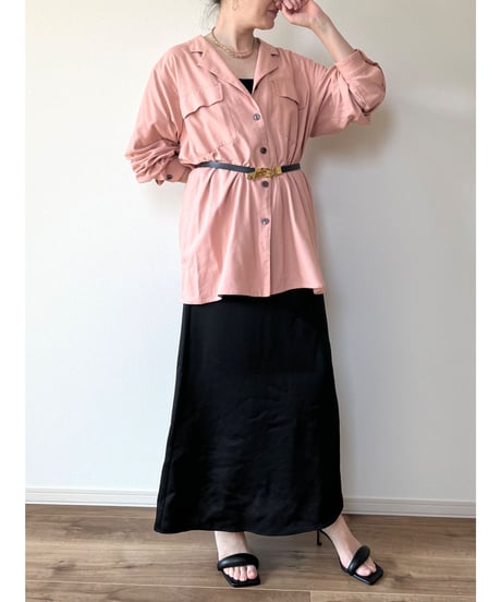【vintage】silk pocket付shirt