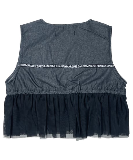 Denim Double Tulle Frill Vest