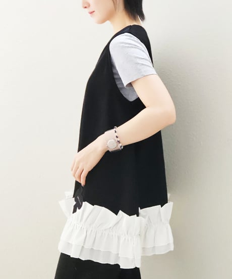 Gathered Hem Sleeveless Tops