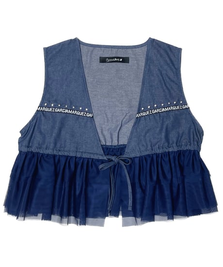 Denim Double Tulle Frill Vest