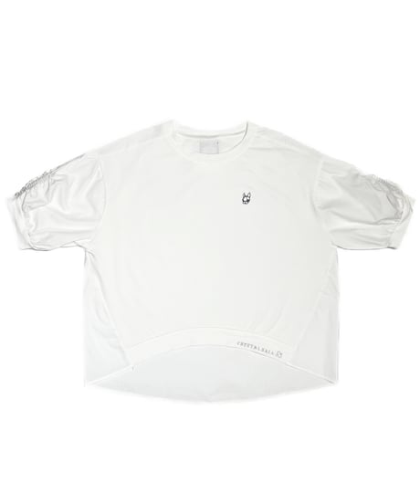 Gathered-sleeve Curved-hem Tops