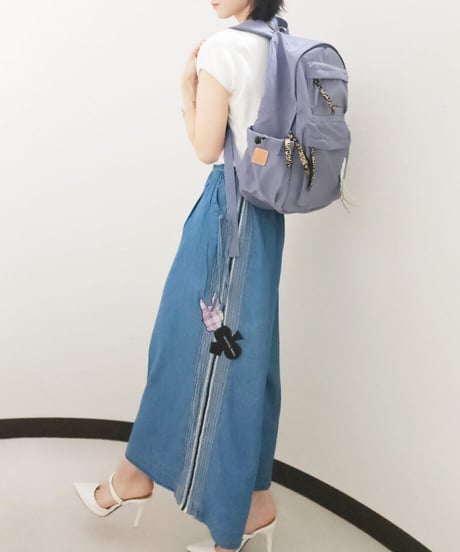 Side Stripe Denim Wide Pants