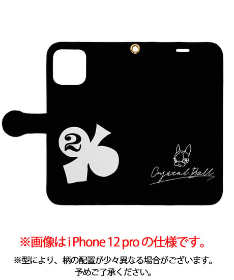 手帳型iPhoneケース/LOGOxBLACK