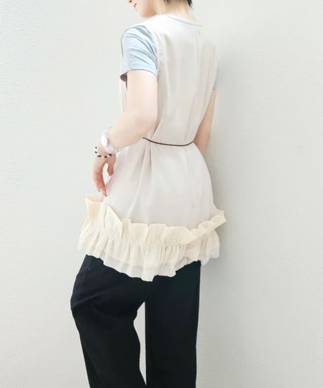 Gathered Hem Sleeveless Tops