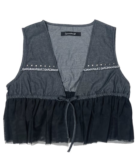 Denim Double Tulle Frill Vest