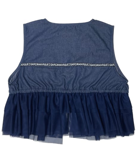 Denim Double Tulle Frill Vest