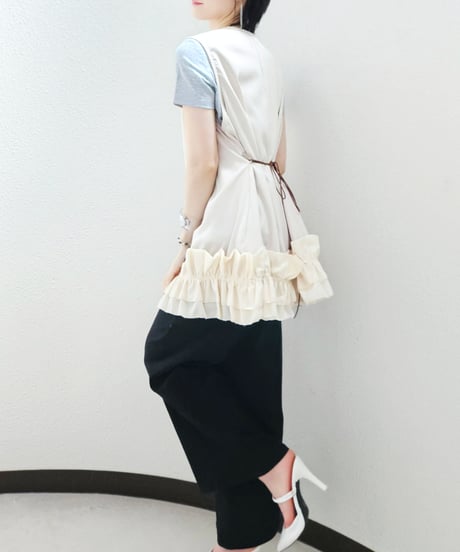 Gathered Hem Sleeveless Tops