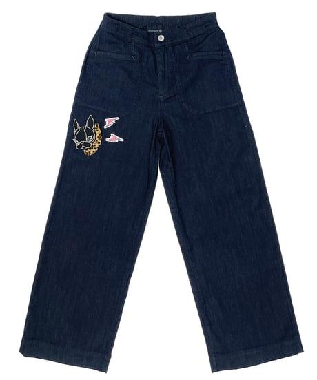 High-waisted Wide Denim Pants