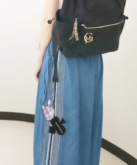 Side Stripe Denim Wide Pants