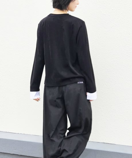 レースアップリボンニット