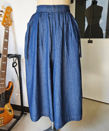 Side Stripe Denim Wide Pants