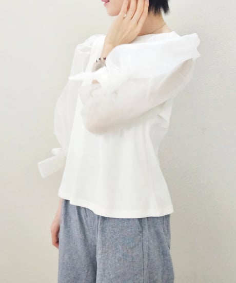 Ribbon Puff Sleeve Tops
