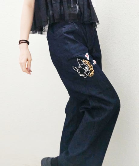 High-waisted Wide Denim Pants