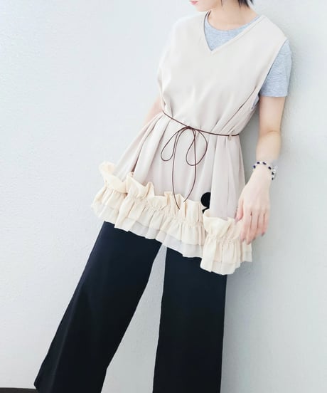 Gathered Hem Sleeveless Tops