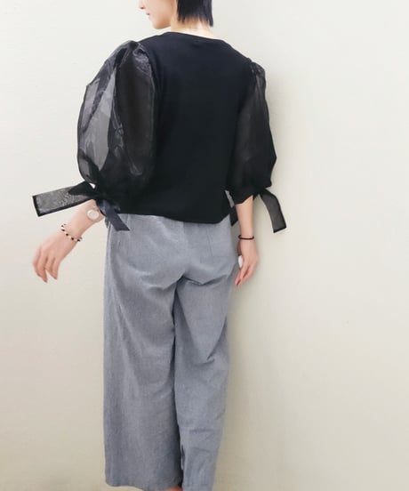 Ribbon Puff Sleeve Tops