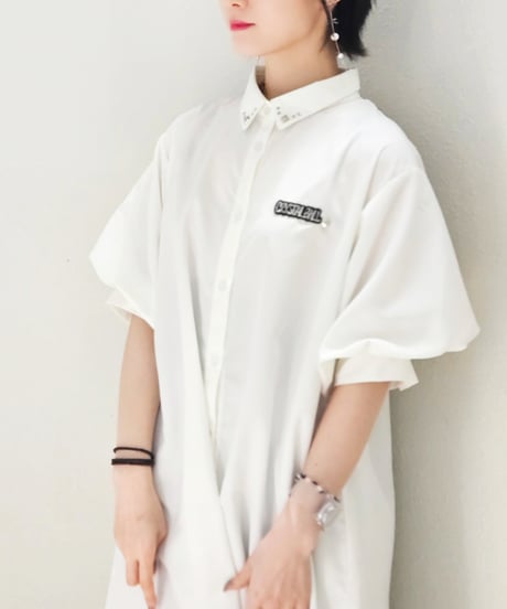 Puff-sleeve long Shirt One-piece