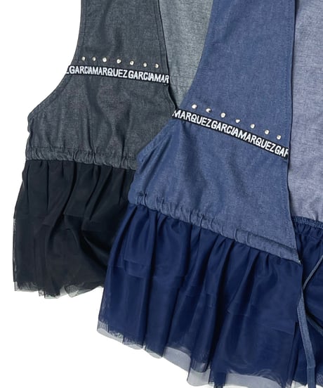 Denim Double Tulle Frill Vest