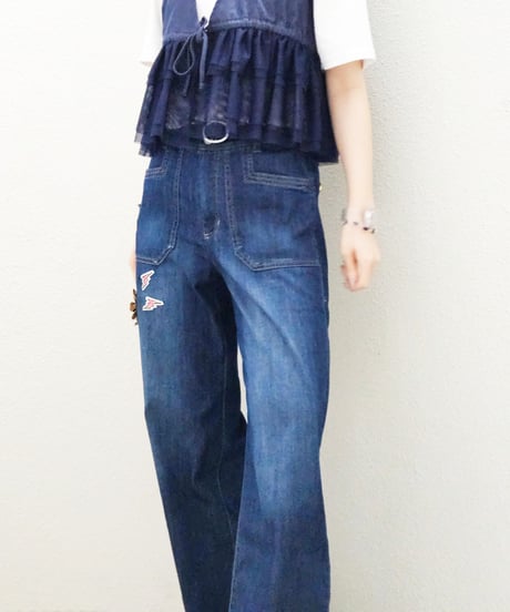 High-waisted Wide Denim Pants