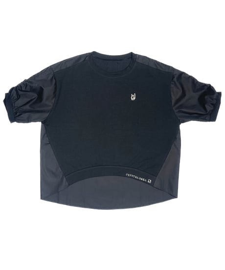 Gathered-sleeve Curved-hem Tops