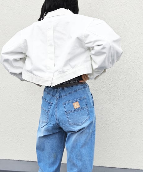 ウエストリブデニムパンツ