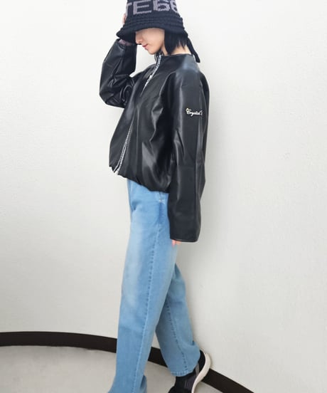 ノーカラーレザージャケット