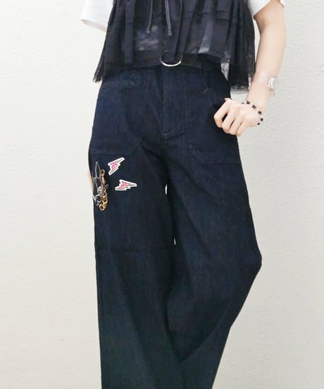 High-waisted Wide Denim Pants