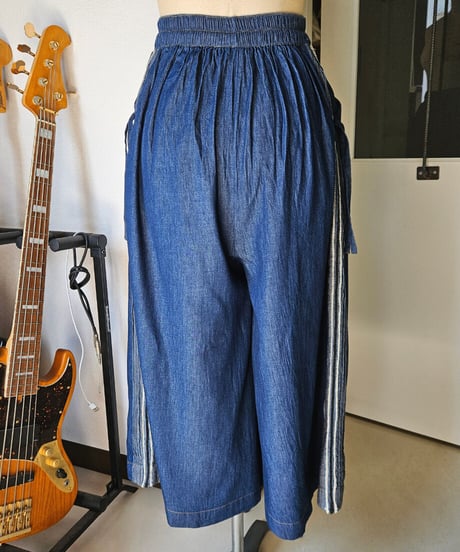 Side Stripe Denim Wide Pants
